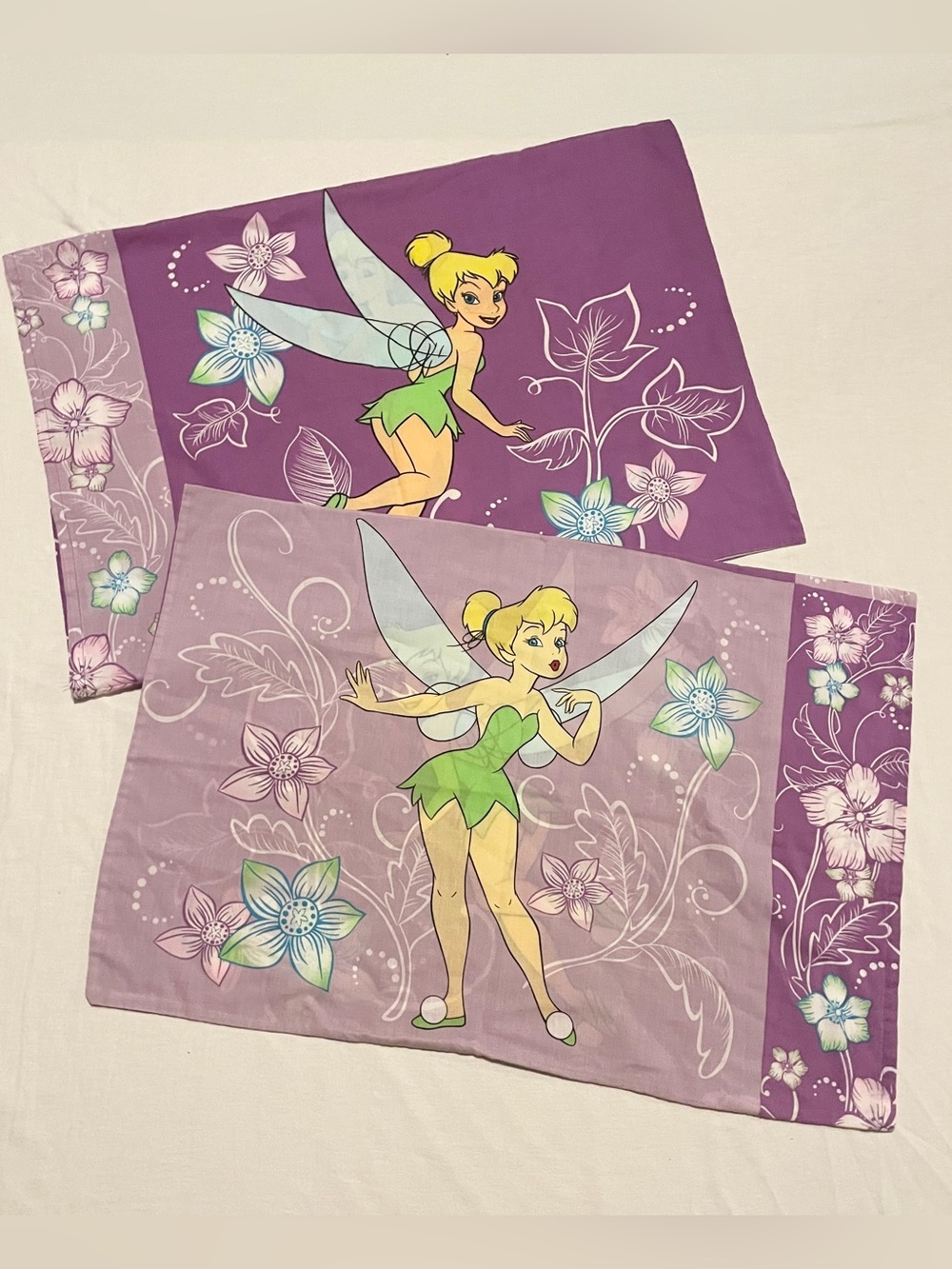 Disney Fairies Tinker Bell Purple Floral Standard Pillowcases - Set of 2